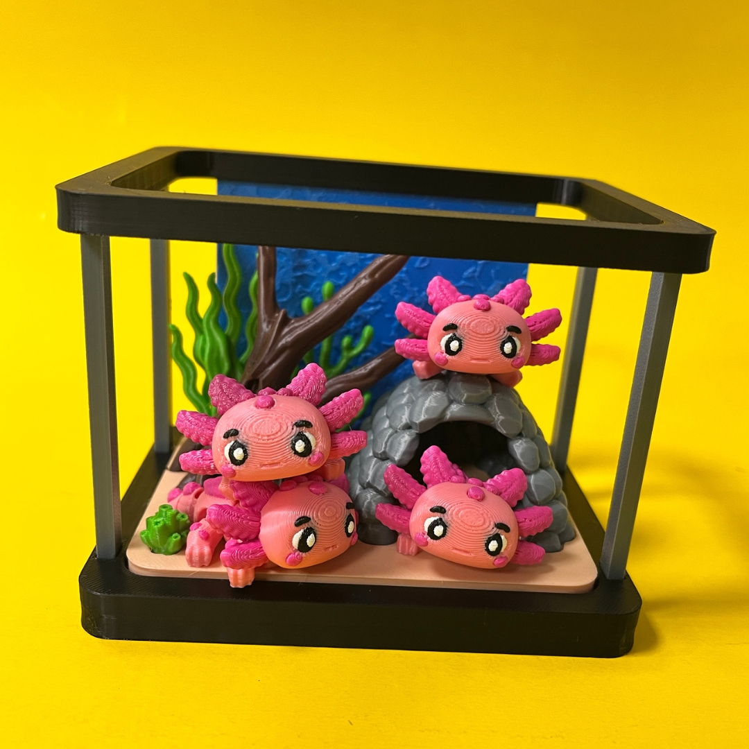 Flexi Axolotl Diorama STL 3D Print Files