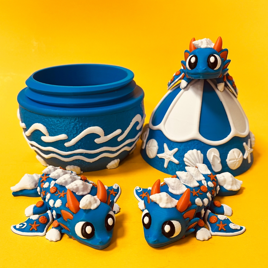 Flexi Beach Dragon And Egg STL 3D Print Files