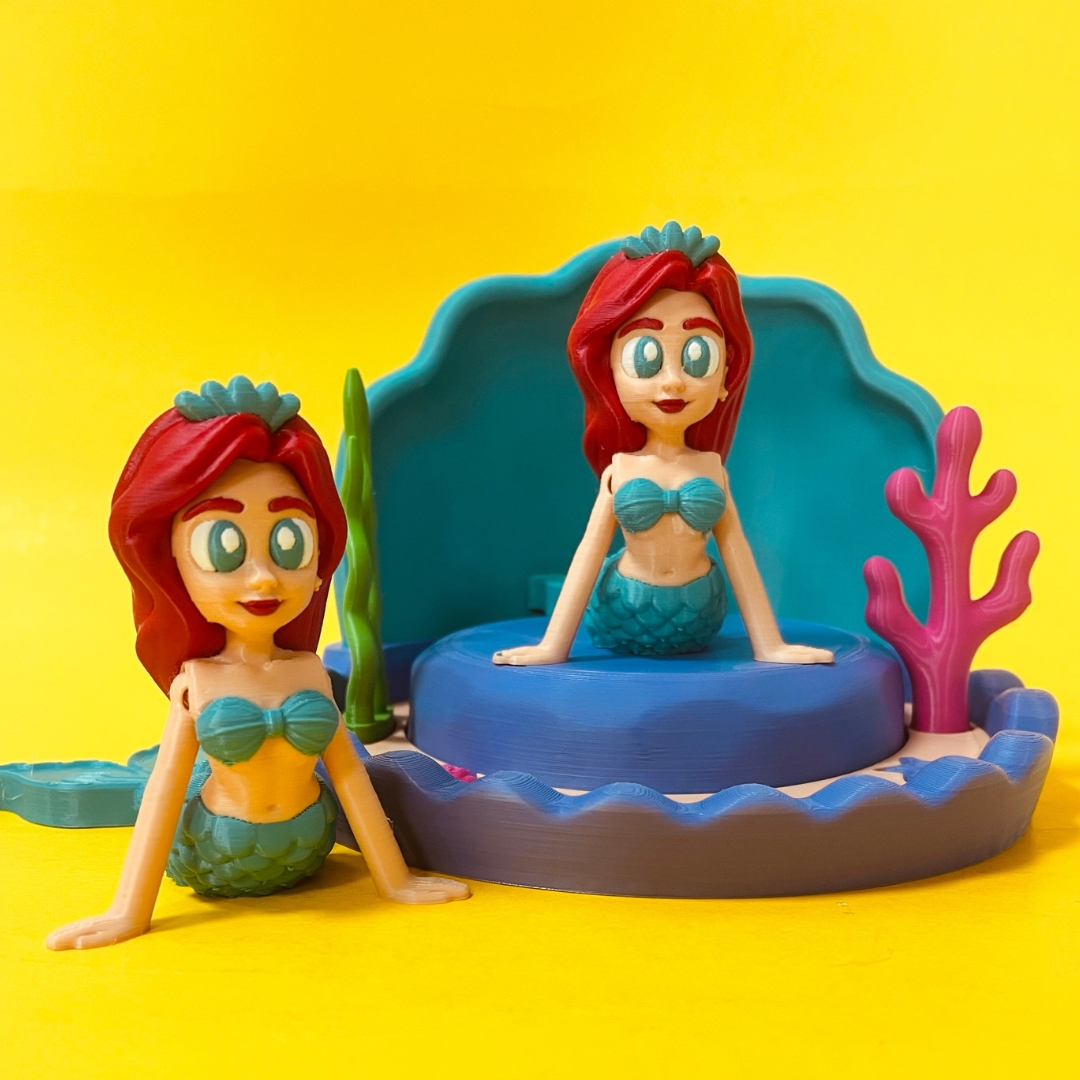 Flexi Mermaid And Diorama STL 3D Print Files
