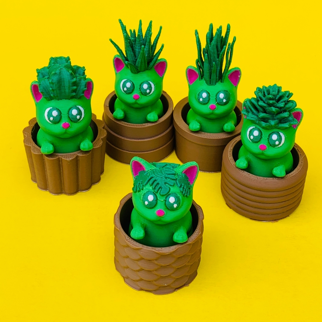 Cat Plants And Pots STL 3D Print File