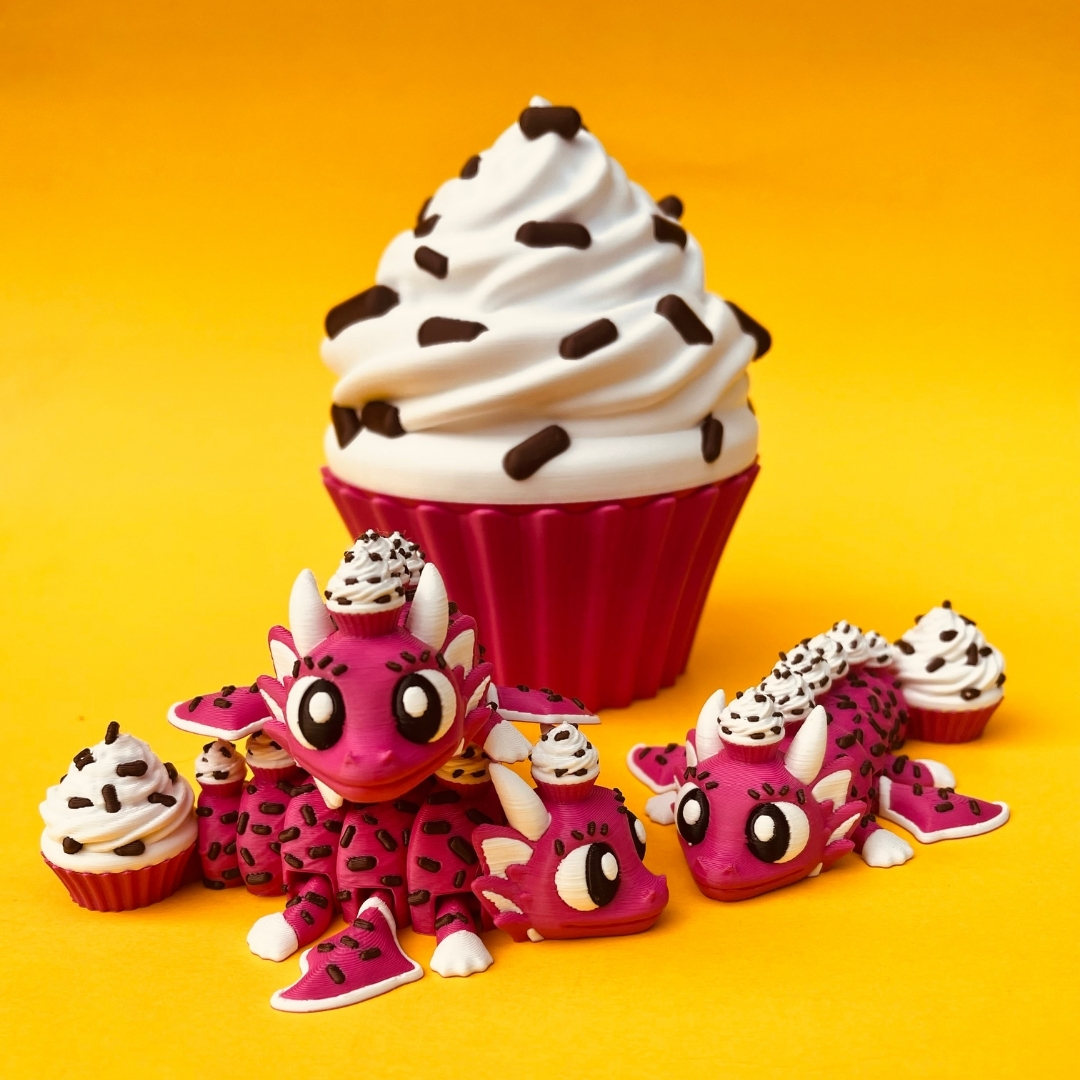 Cup Cake Dragon And Box 3D Print STL File