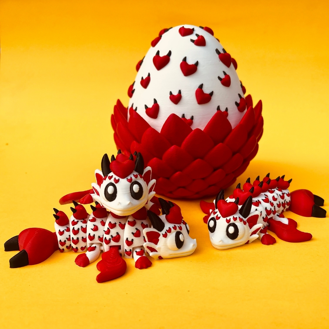 Devil Heart Valentine Dragon And Egg 3D Print STL File