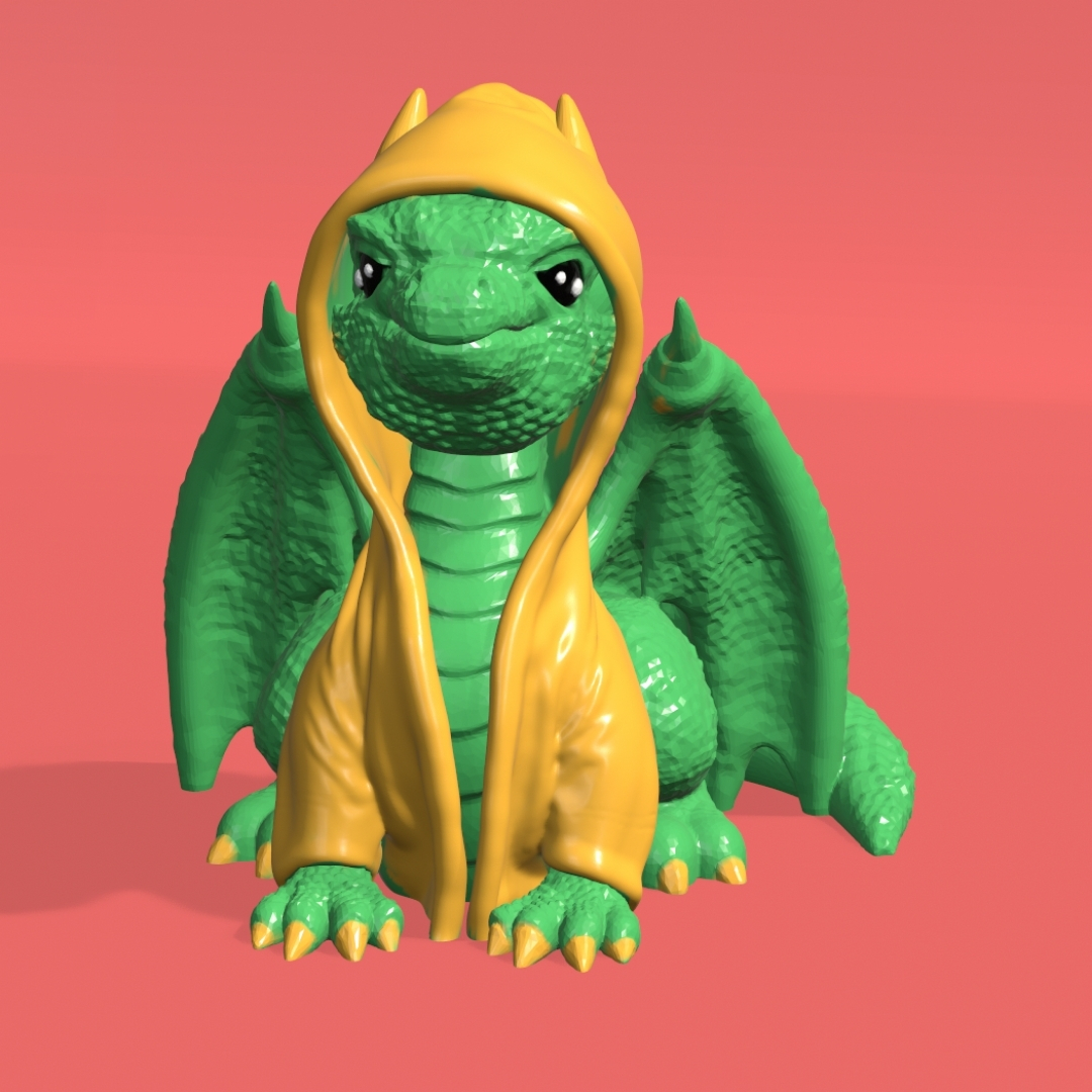 Dragon With Hoodie Figurine STL 3D Print File