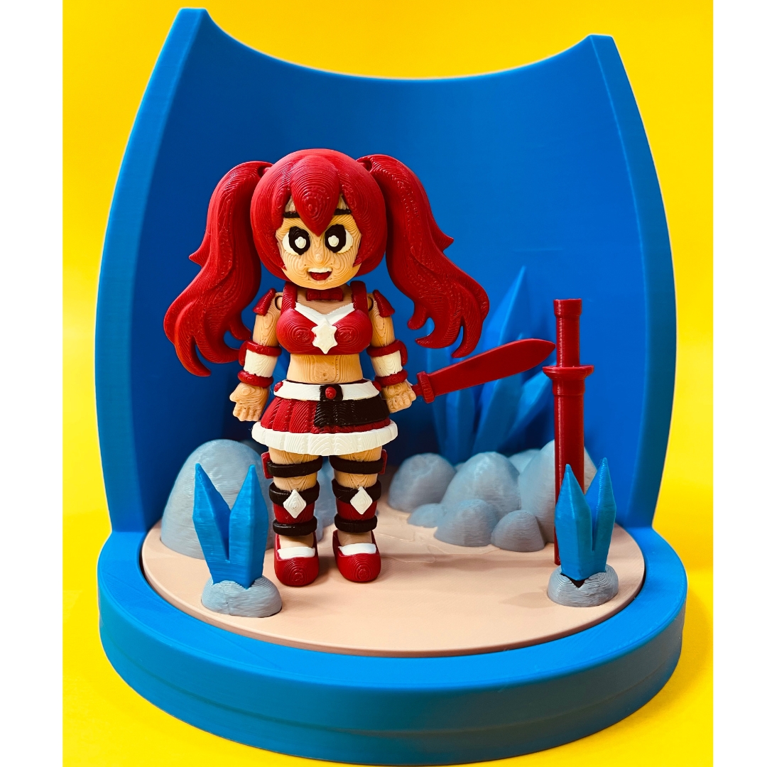 Flexi Anime Girl And Diorama STL 3D Print Files
