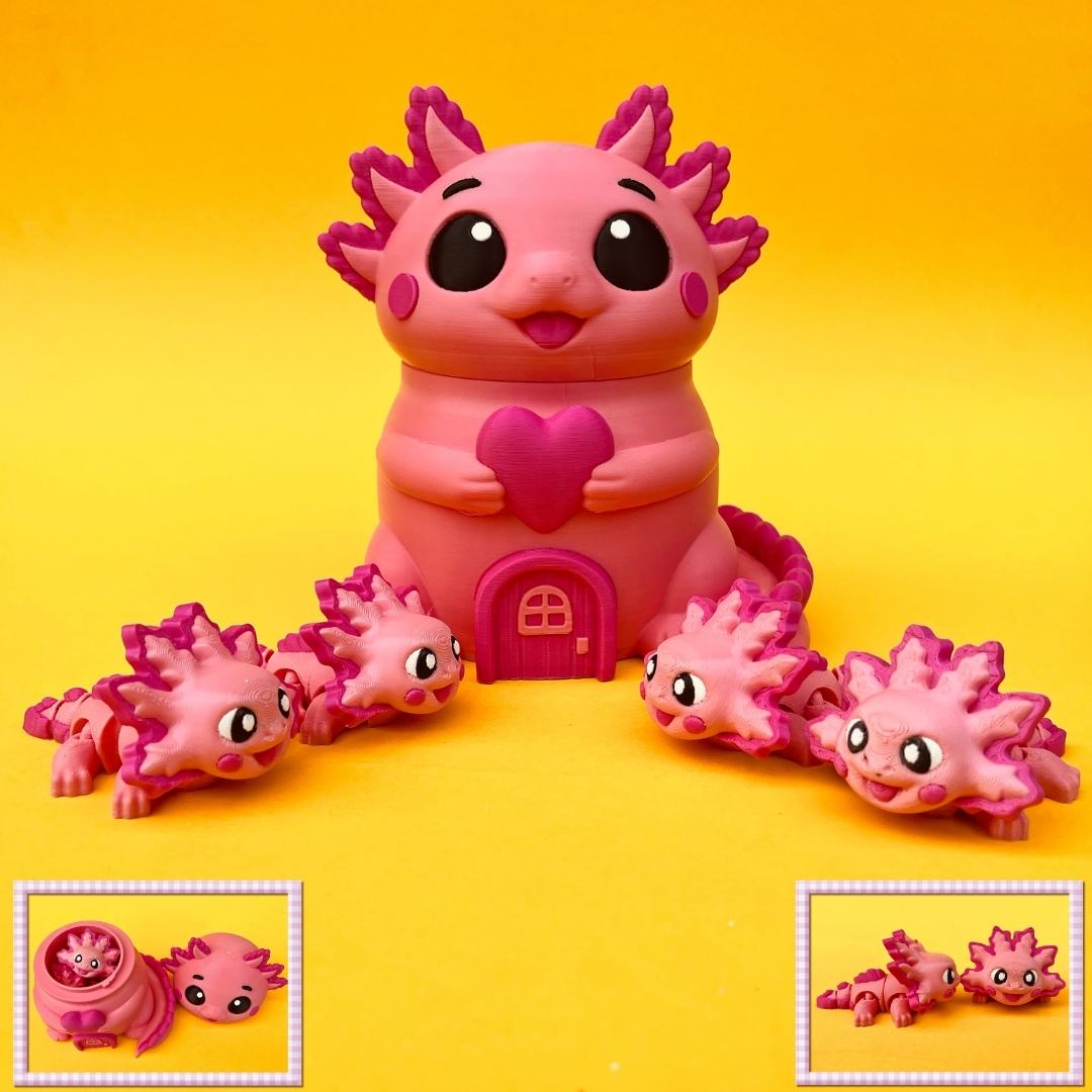Flexi Axolotl And House Box STL 3D Print Files