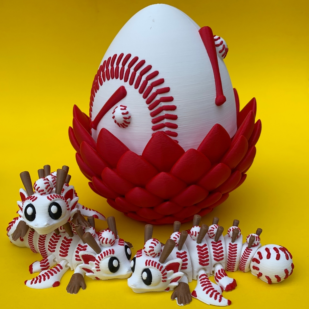 Flexi Baseball Dragon & Egg Box STL 3D Print File