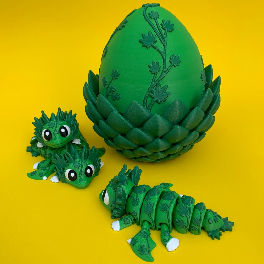 Flexi Cannabis Dragon & Egg Box STL 3D Print File