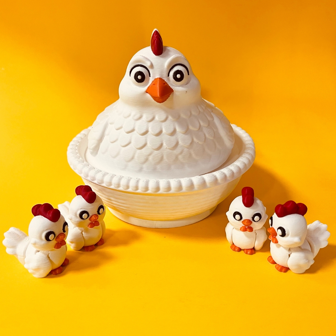 Flexi Chicken And Hen On Nest Box STL 3D Print Files