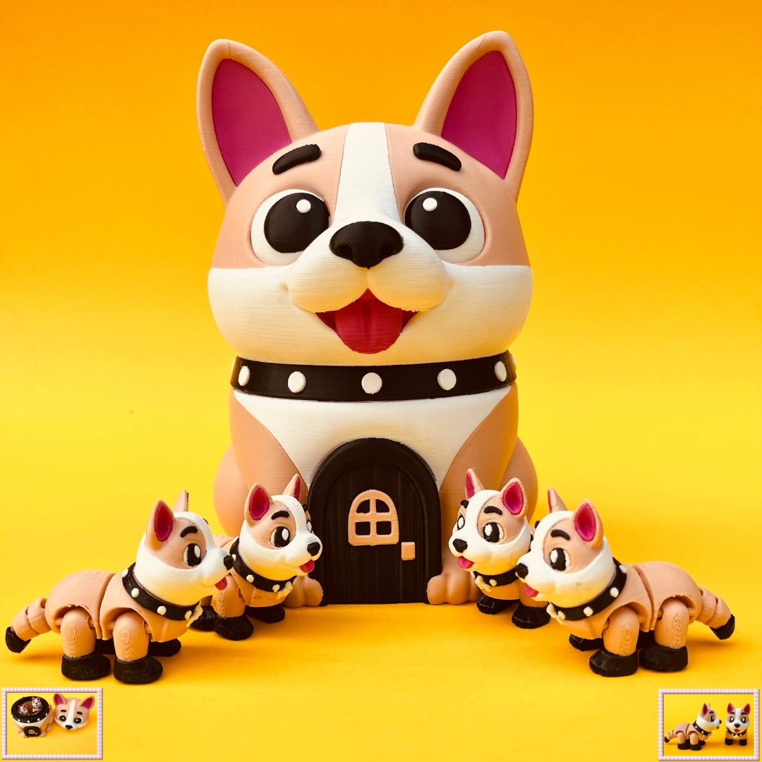 Flexi Dog And House Box STL 3D Print Files