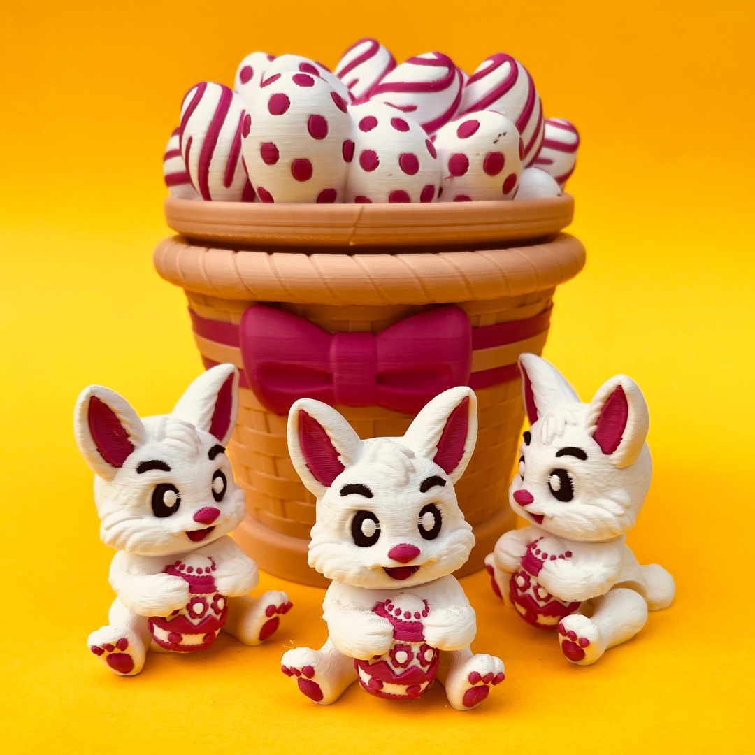 Flexi Easter Bunny And Egg Basket STL 3D Print Files