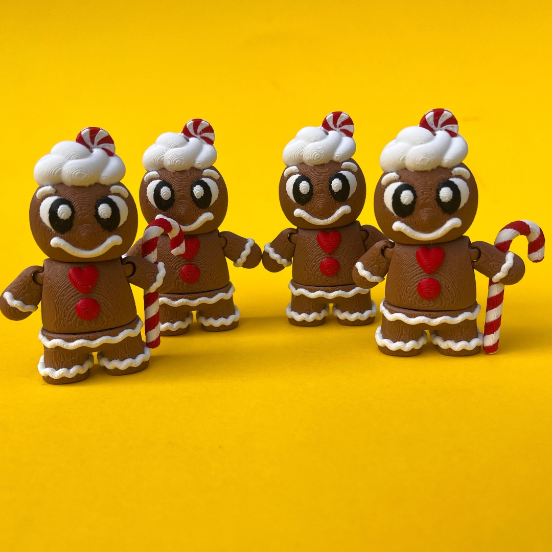 Flexi Gingerbread With Candy Cane STL 3D Print Files