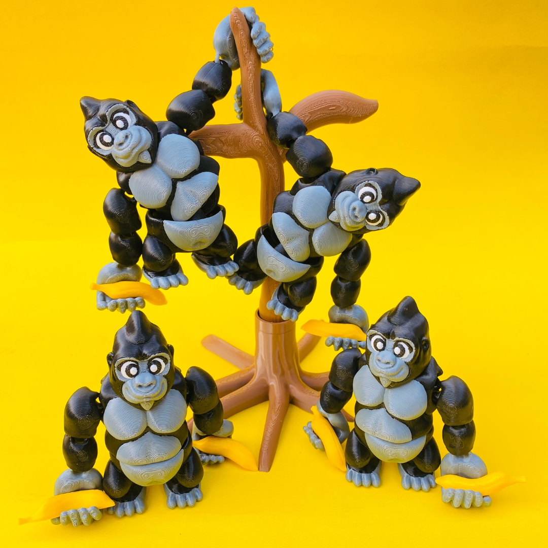 Flexi Gorilla Bundle – Includes Tree Branch & Banana Accessories STL 3D Print File