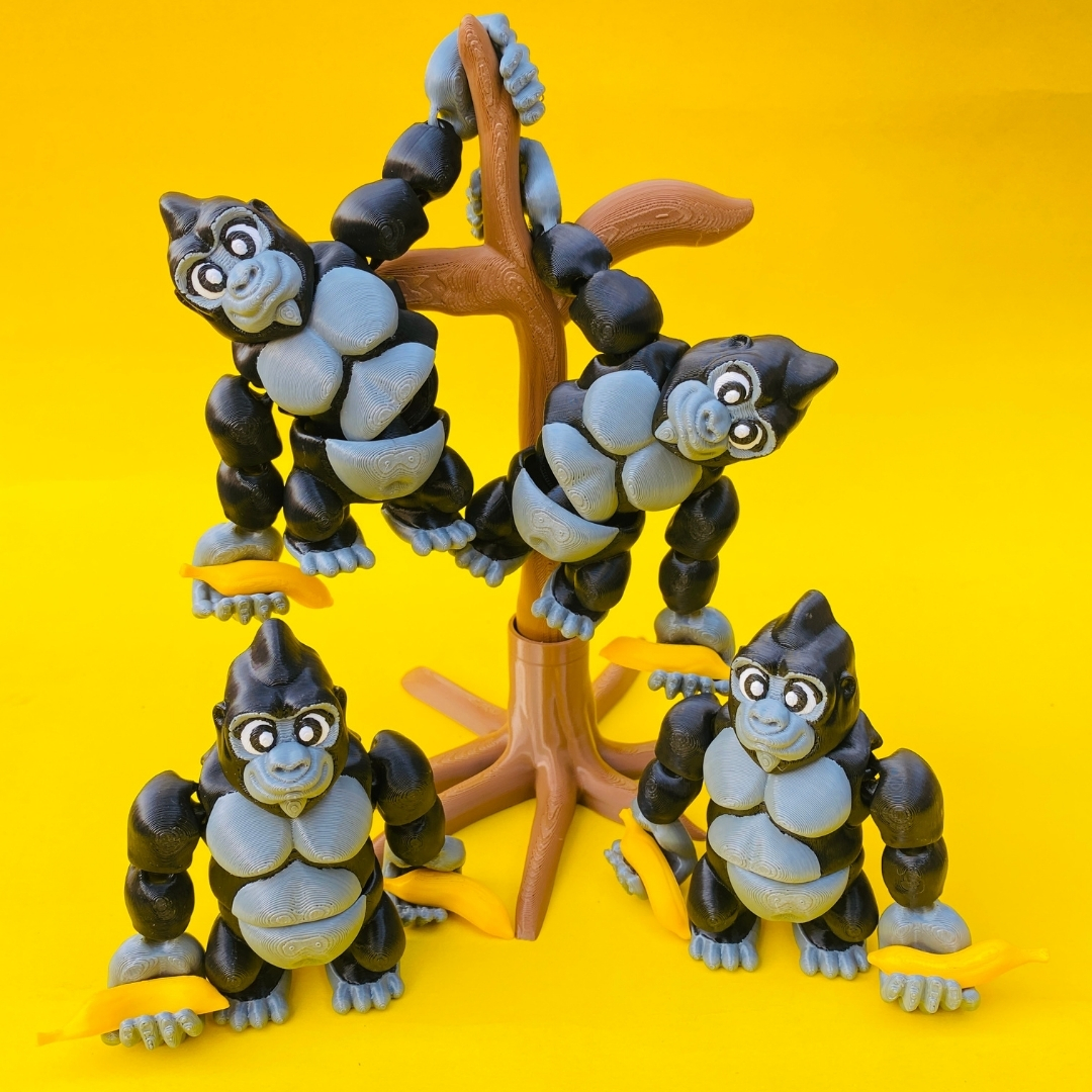 Flexi Gorilla Bundle – Includes Tree Branch & Banana Accessories STL 3D Print File