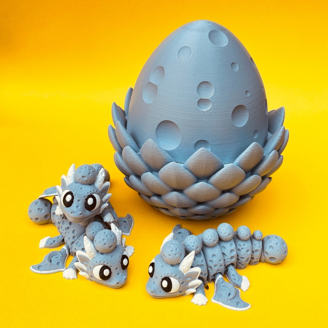 Flexi Moon Dragon & Egg STL 3D Print File