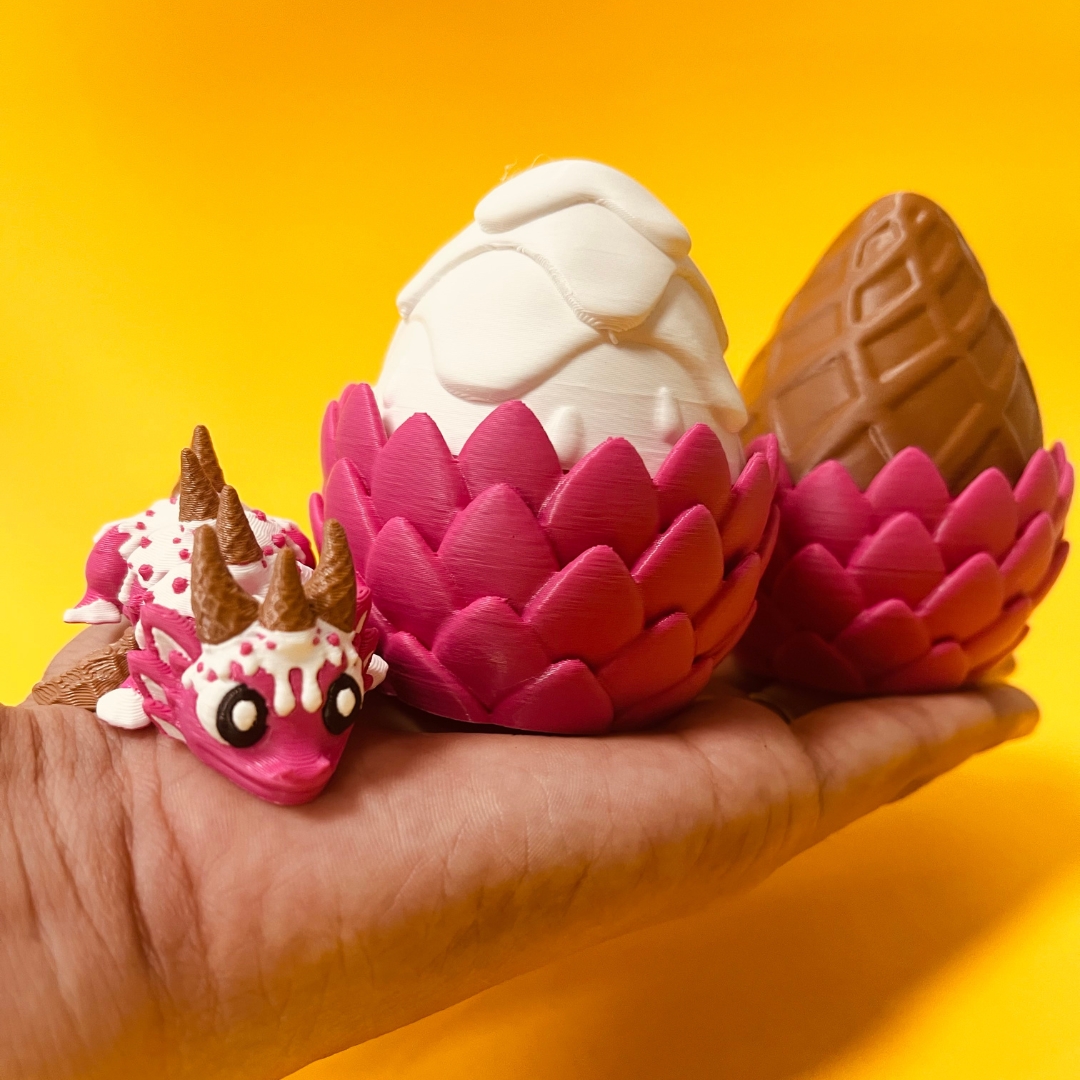 Mini Ice Cream Dragon and Egg STL 3D Print Files
