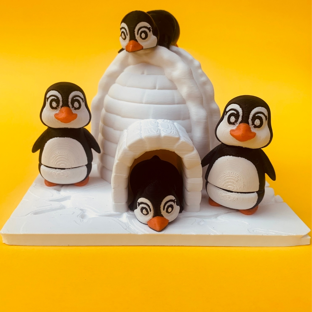 Penguin With Igloo House STL 3D Print File