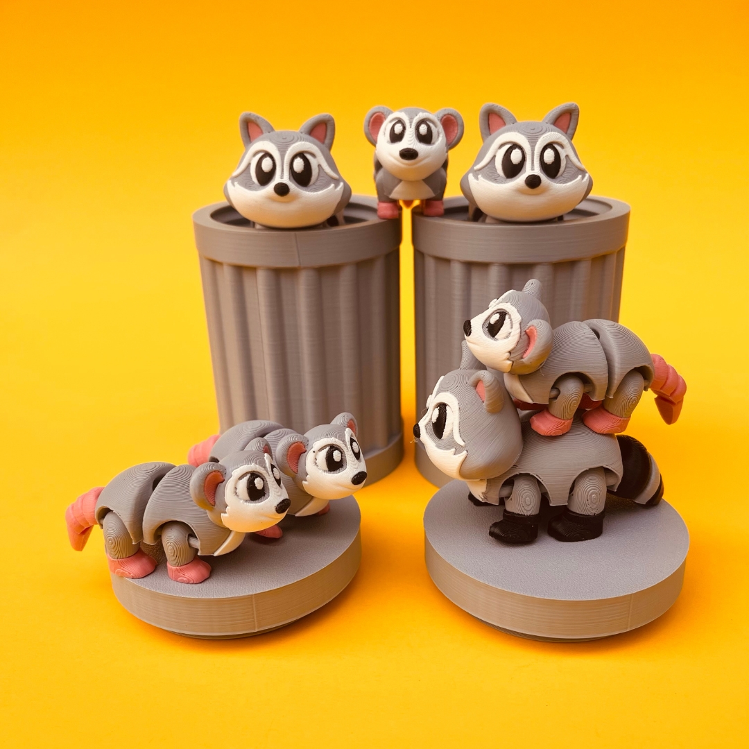 Racoon Opossum And Trash Can STL 3D Print File