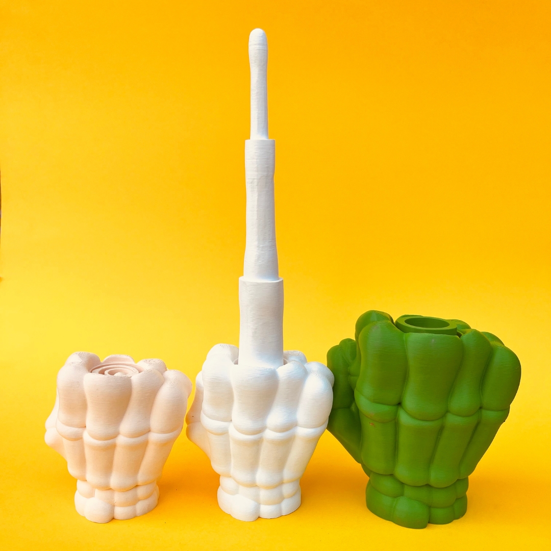 Skeleton Hand Collapsible Middle Finger STL 3D Print Files