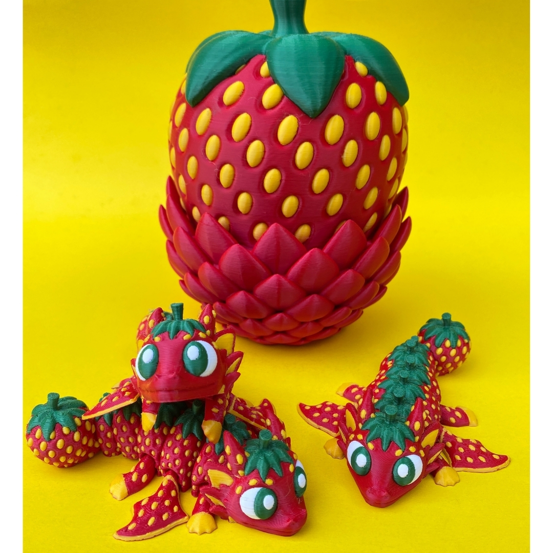 Strawberry Dragon & Egg STL 3D Print File