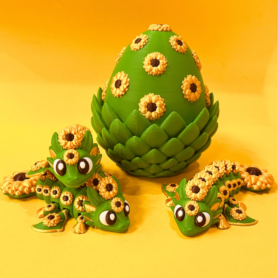 Sunflower Dragon And Egg STL 3D Print Files