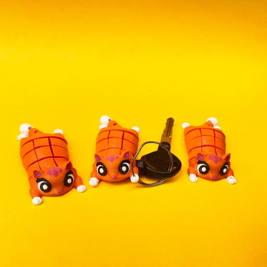 Ultra Flexi Cat [Magnet + Keychain ] STL 3D Print File