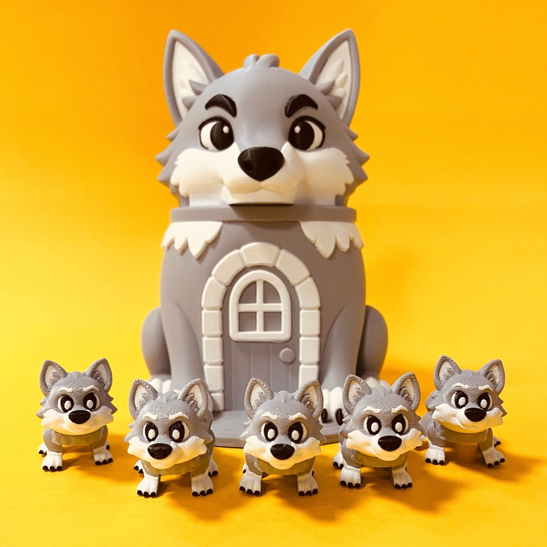 Flexi Wolf And House Box STL 3D Print Files